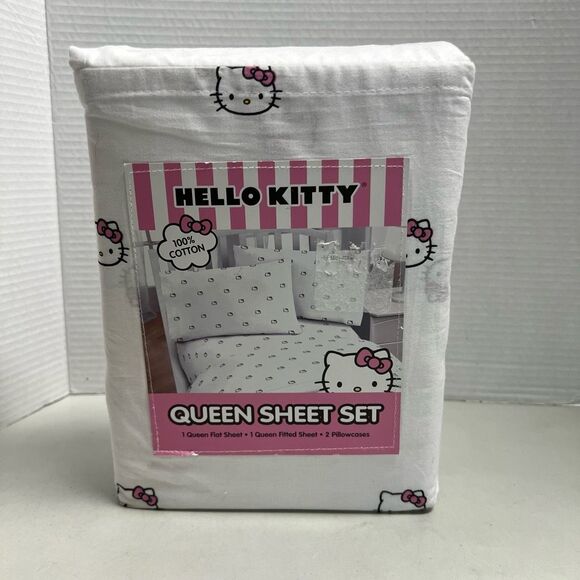 HELLO KITTY Cotton Queen‎ Sheet Set White & Pink - Picture 8 of 8